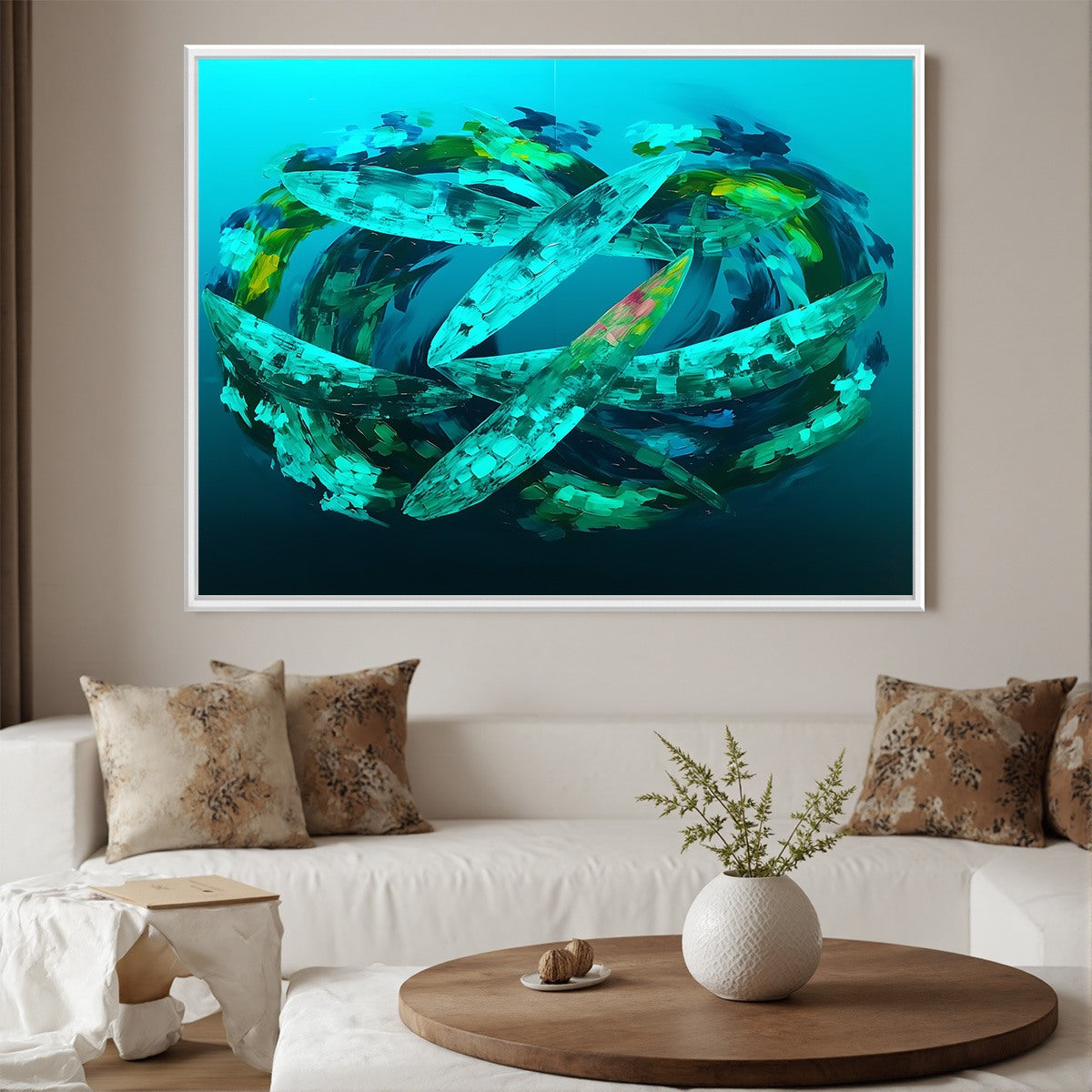 AQUAMARINE DREAM: Textured Abstract Oil Painting in Blues & Greens