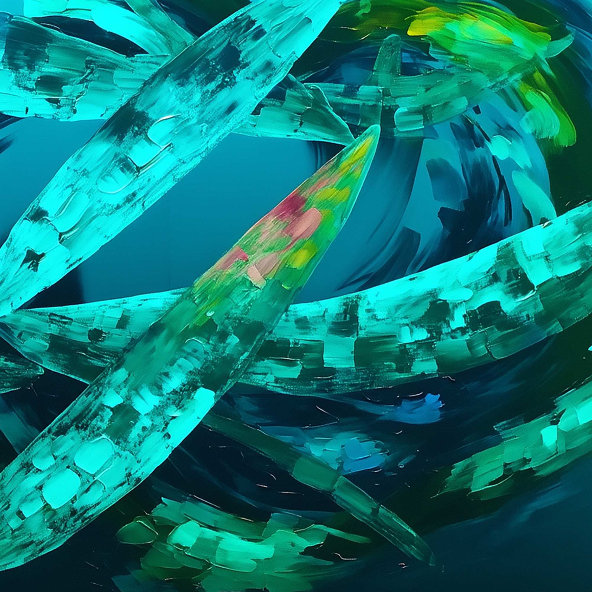 AQUAMARINE DREAM: Textured Abstract Oil Painting in Blues & Greens