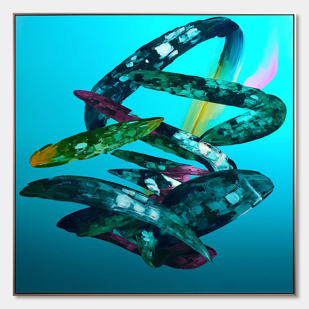 AQUAMARINE WHIRL: Textured Abstract Oil Painting in Turquoise