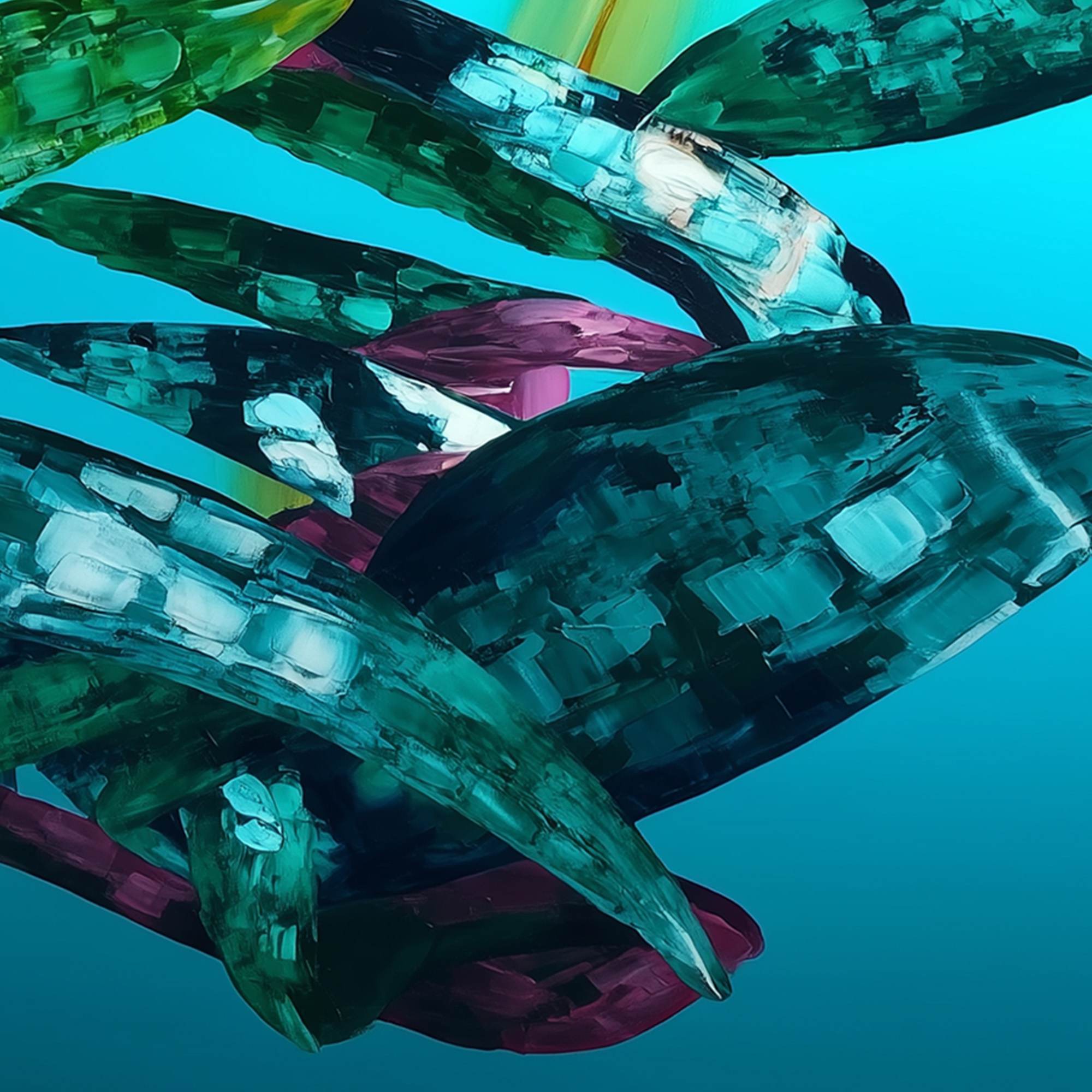 AQUAMARINE WHIRL: Textured Abstract Oil Painting in Turquoise