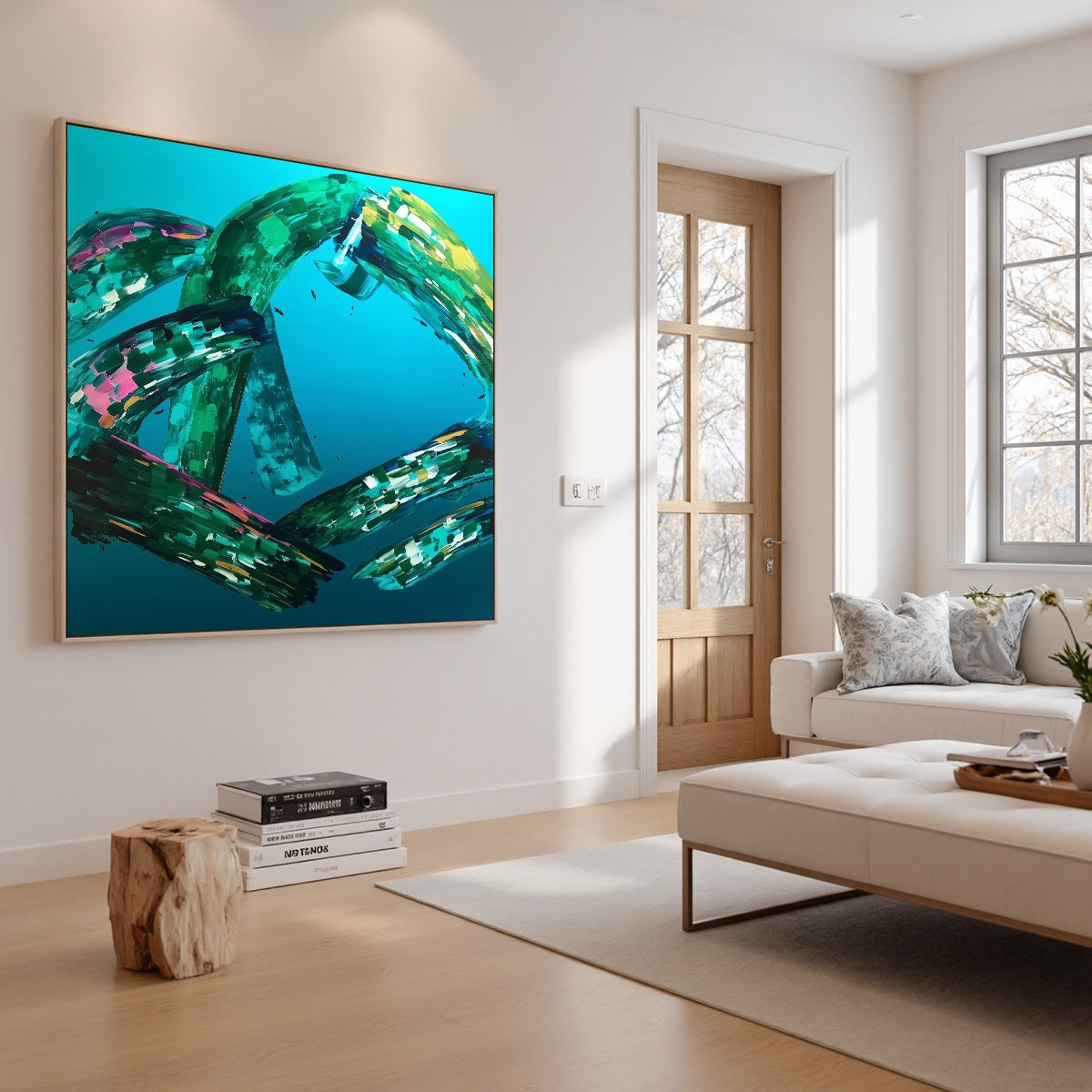 AQUAMARINE WHIRL: Textured Abstract Turquoise Oil Painting