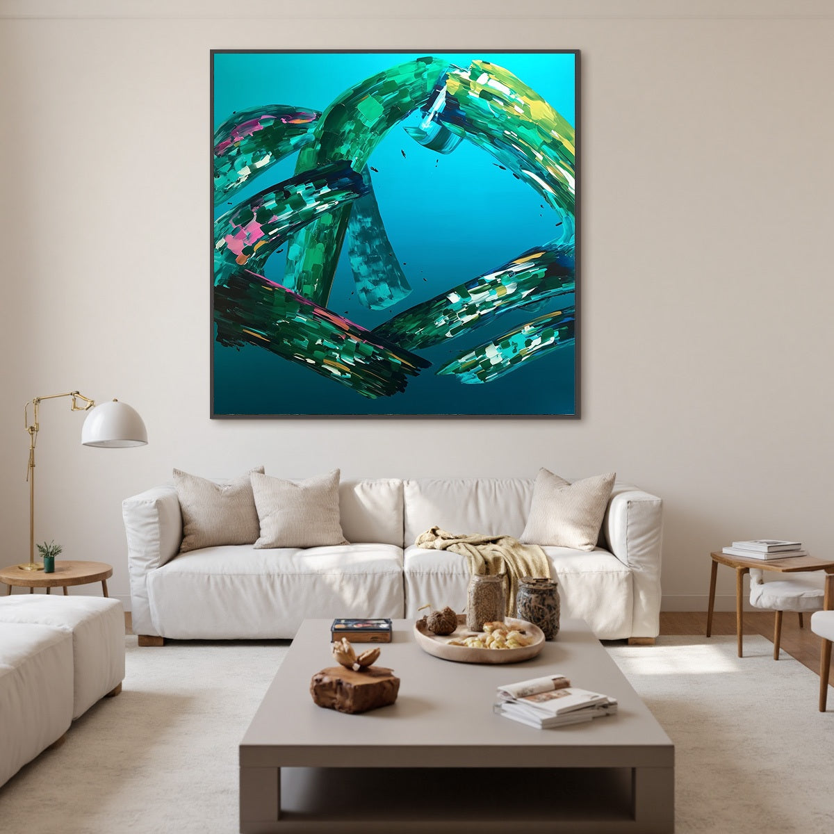 AQUAMARINE WHIRL: Textured Abstract Turquoise Oil Painting