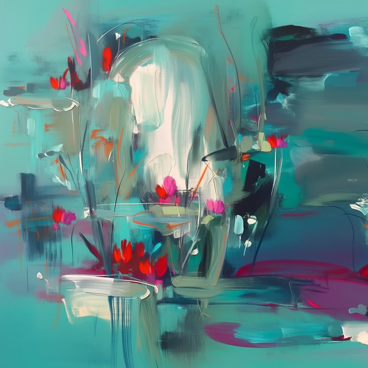 AQUATIC REVERIE: Vibrant Abstract Water Lily Pond Painting