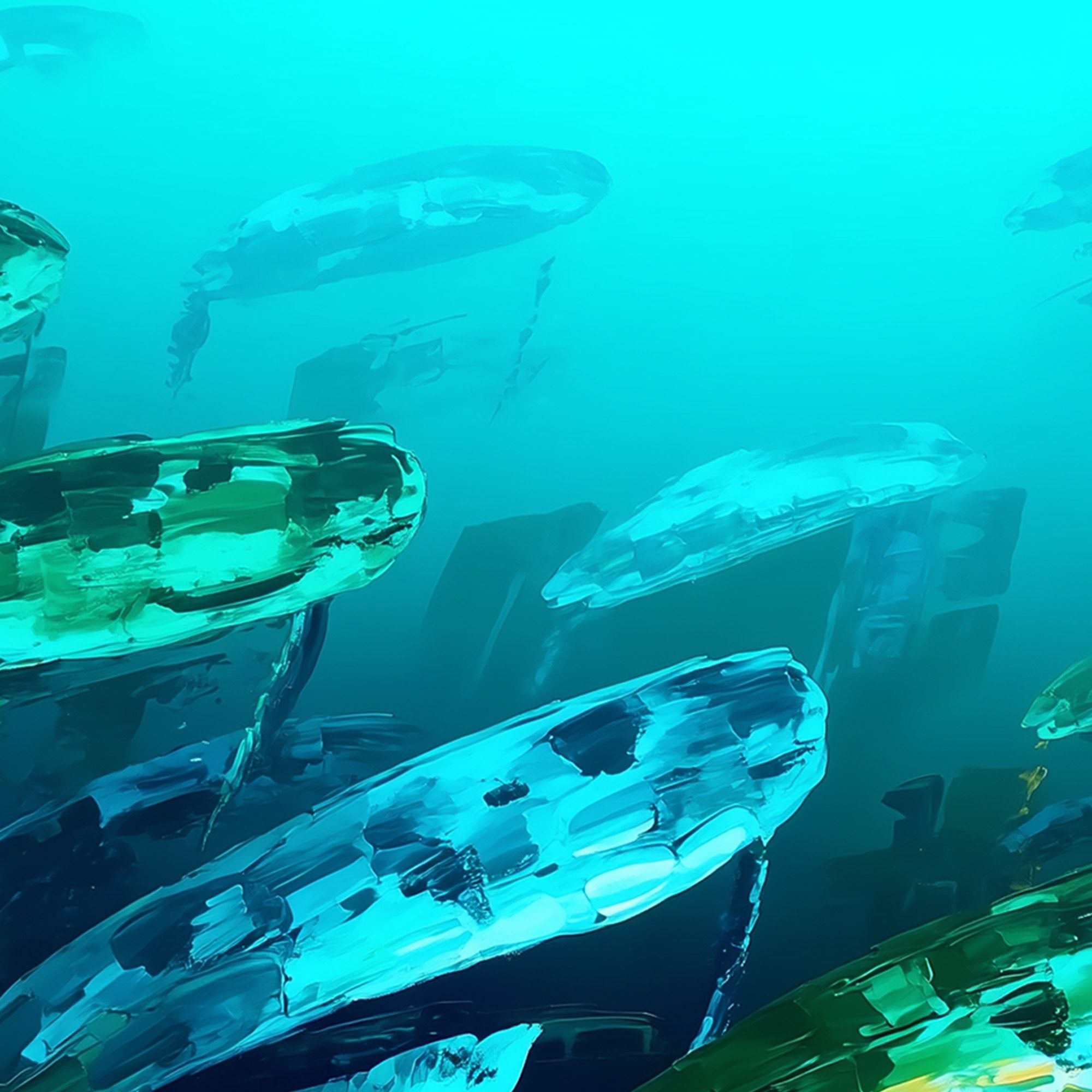 AQUATIC DREAM: Textured Abstract Teal and Green Oil Painting