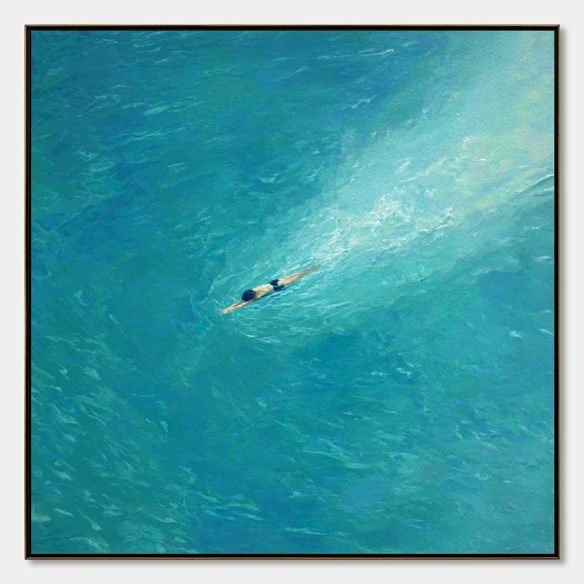 AQUA SOLITUDE Minimalist Ocean Scene Oil Painting