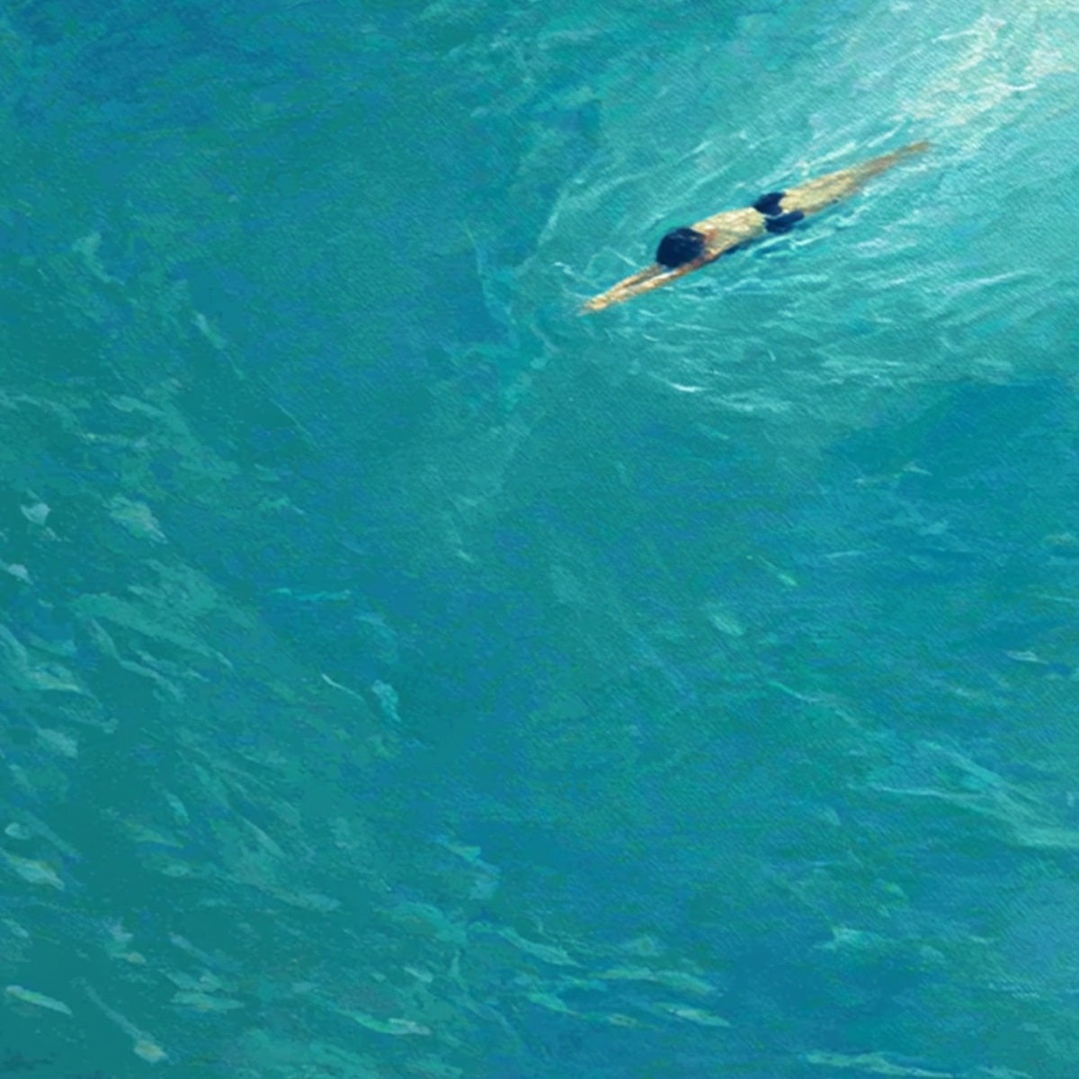 AQUA SOLITUDE: Minimalist Ocean Scene Oil Painting