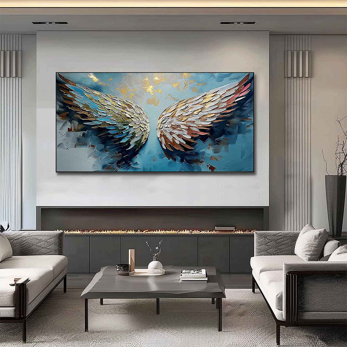ASCENSION Abstract Angel Wings Textured Oil Painting on Canvas