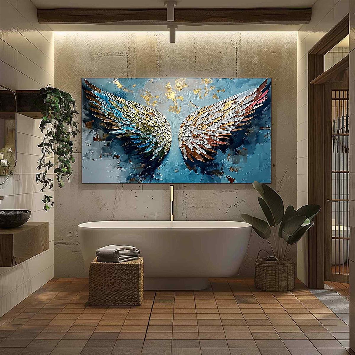 ASCENSION Abstract Angel Wings Textured Oil Painting on Canvas