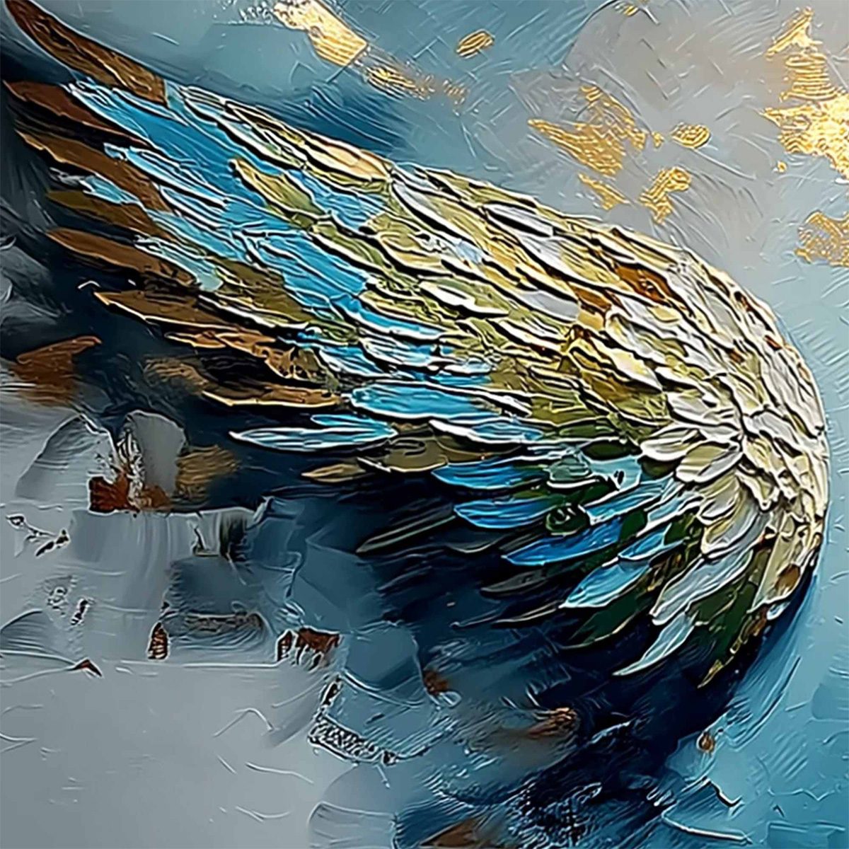 ASCENSION Abstract Angel Wings Textured Oil Painting on Canvas