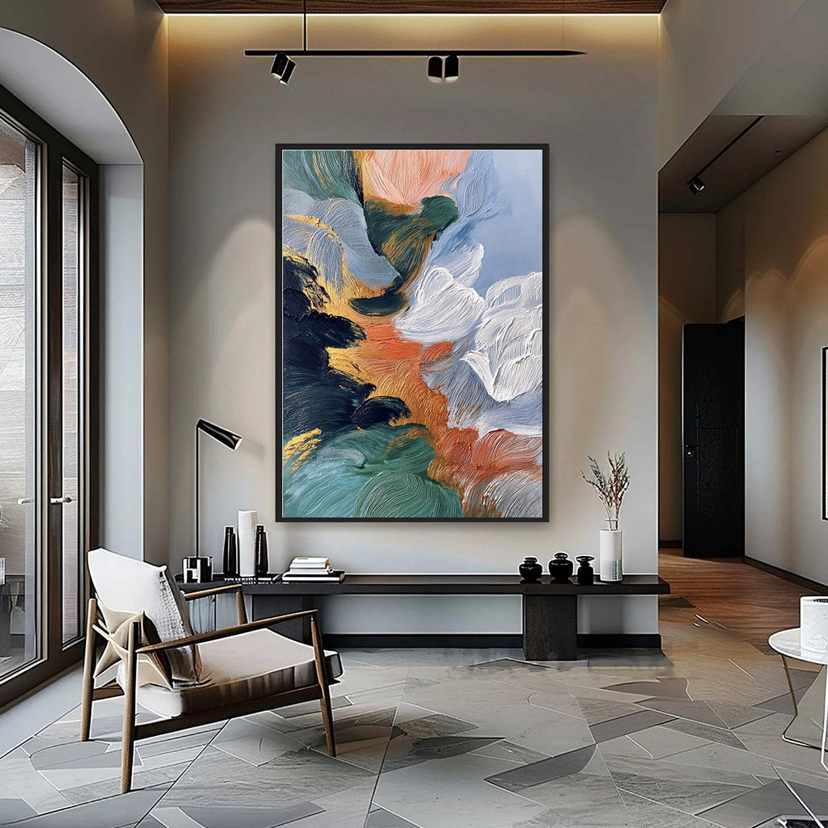 ASCENSION: Textured Impasto Abstract Painting with Gold Accents
