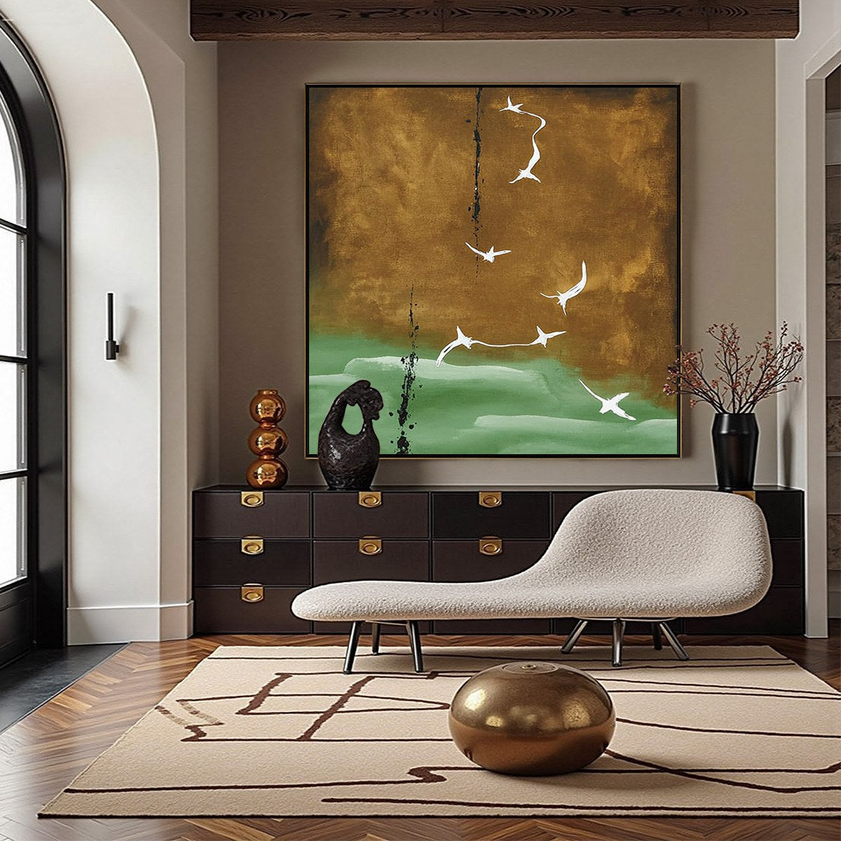 ASCENSION: Wabi Sabi Inspired Abstract Bird Painting