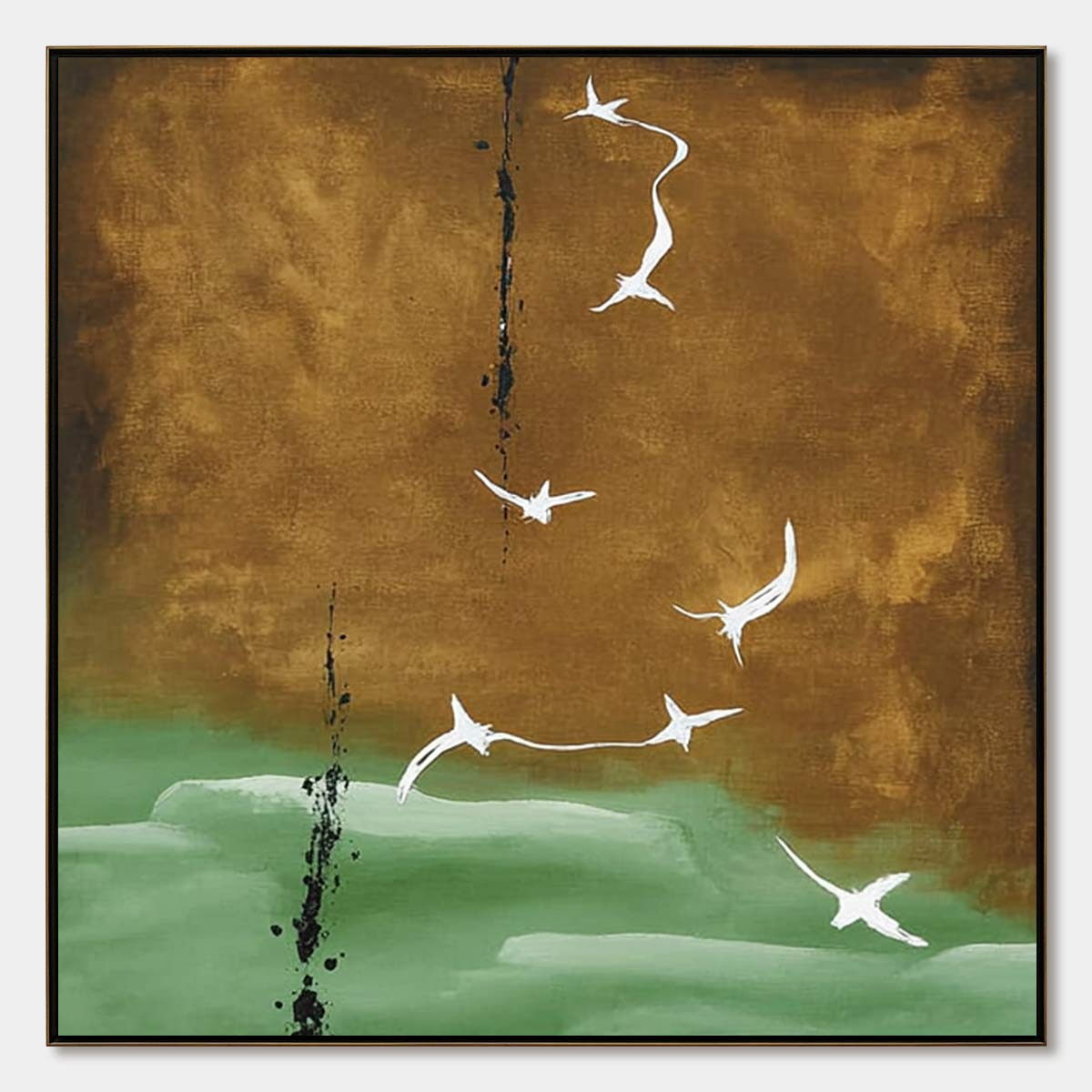 ASCENSION: Wabi Sabi Inspired Abstract Bird Painting