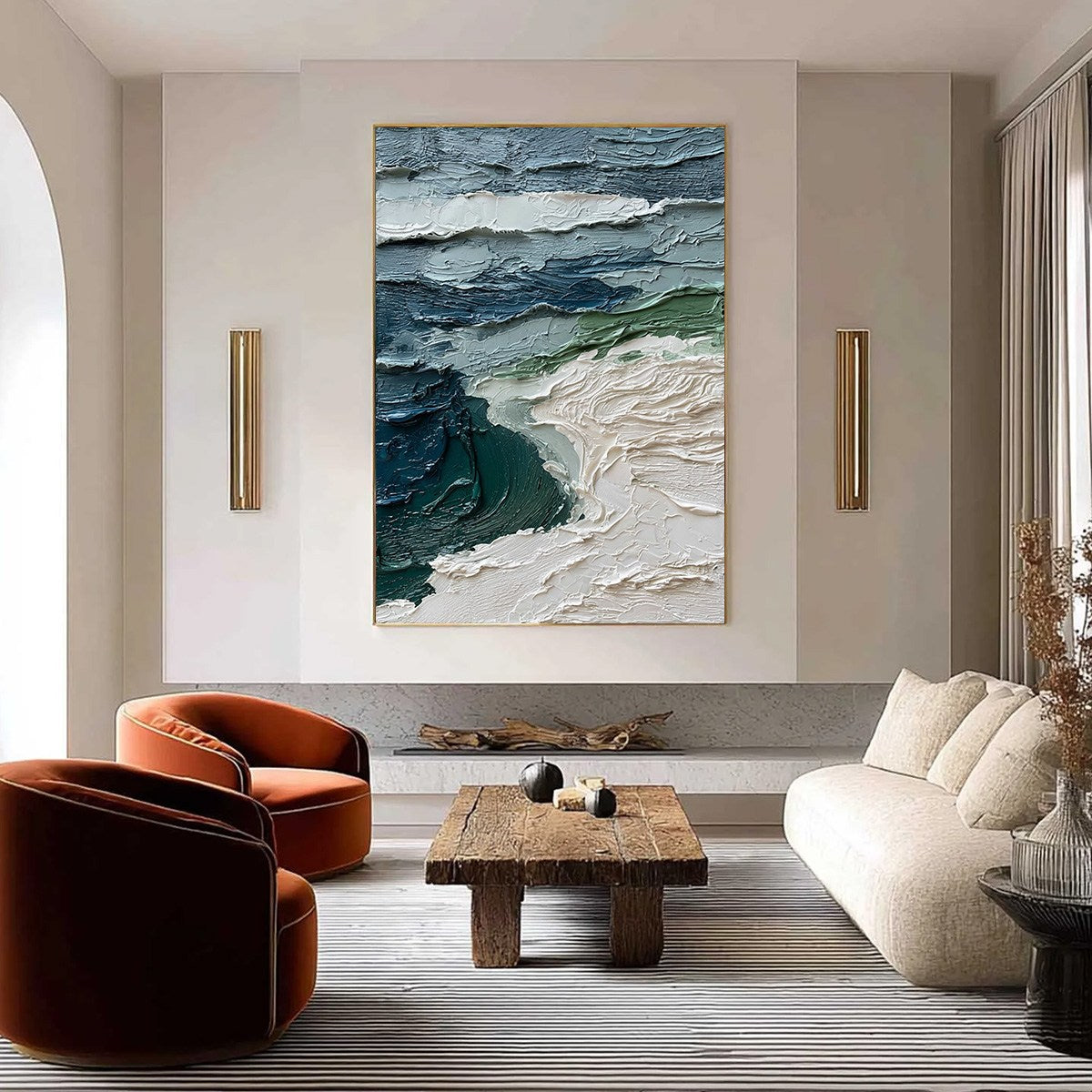 ATLANTIC CREST: Textured Wabi Sabi Seascape Impasto Oil Painting