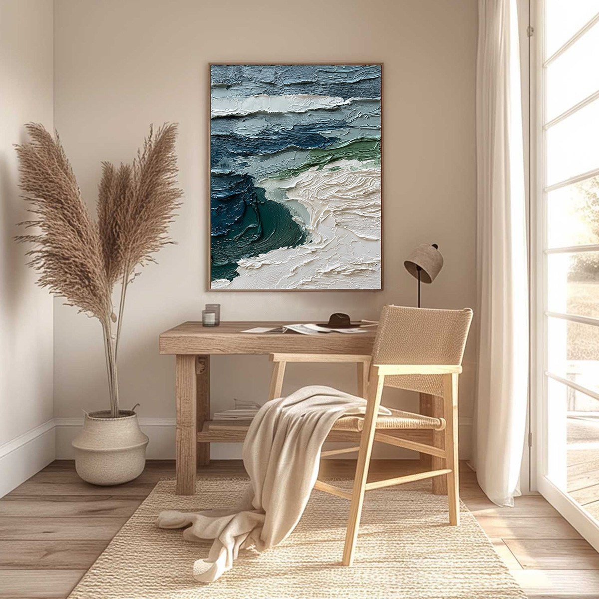 ATLANTIC CREST: Textured Wabi Sabi Seascape Impasto Oil Painting