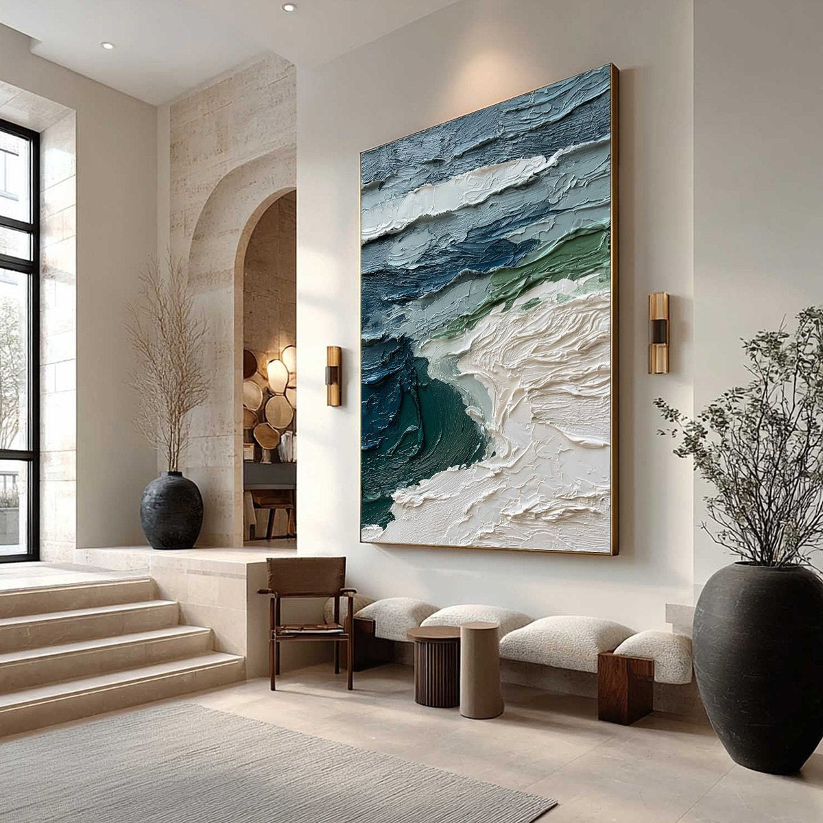 ATLANTIC CREST: Textured Wabi Sabi Seascape Impasto Oil Painting