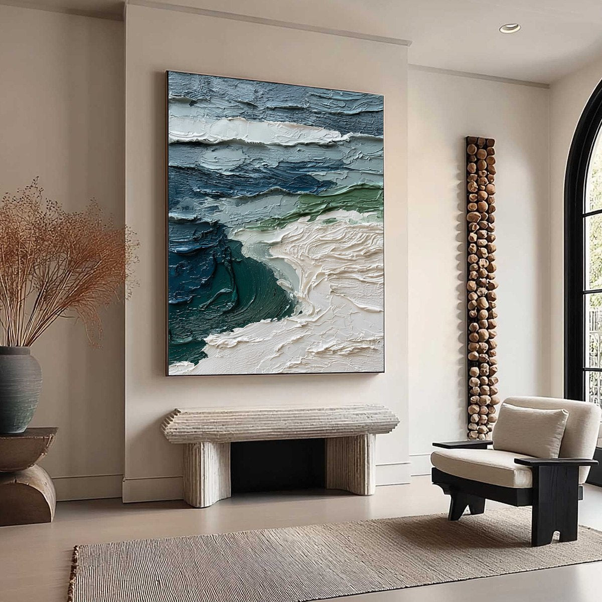 ATLANTIC CREST: Textured Wabi Sabi Seascape Impasto Oil Painting