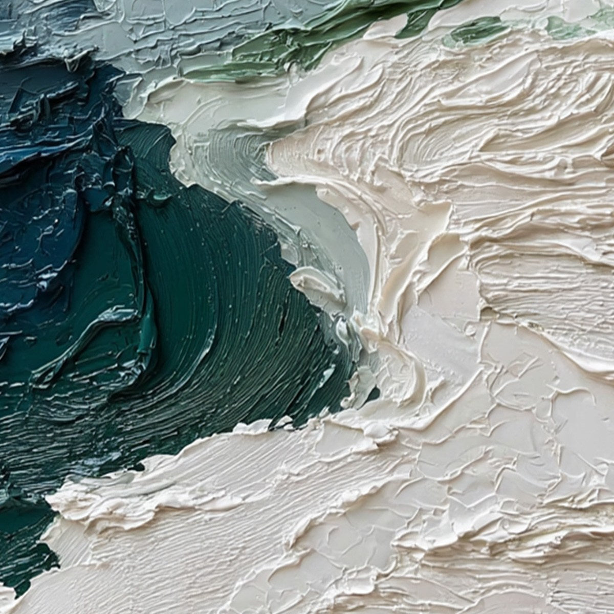 ATLANTIC CREST: Textured Wabi Sabi Seascape Impasto Oil Painting