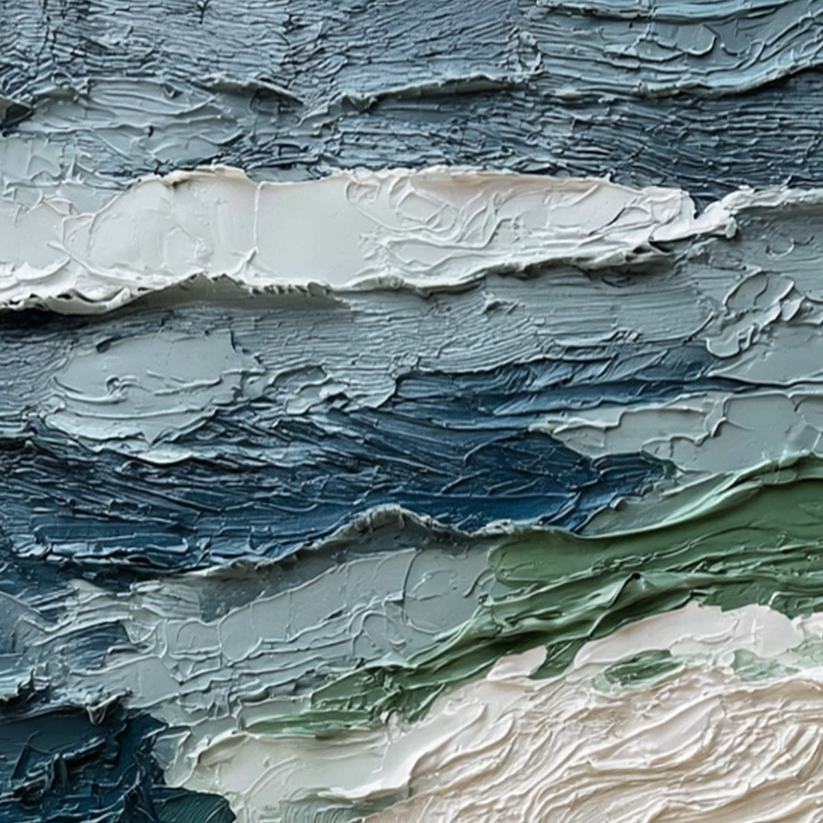 ATLANTIC CREST: Textured Wabi Sabi Seascape Impasto Oil Painting