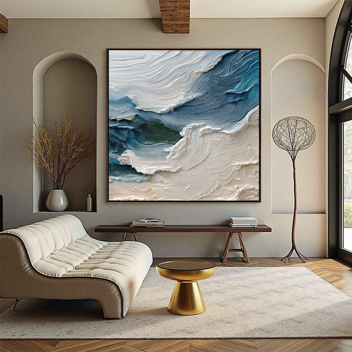 ATLANTIC SWELL: Heavily Textured Abstract Seascape Painting for Coastal Decor