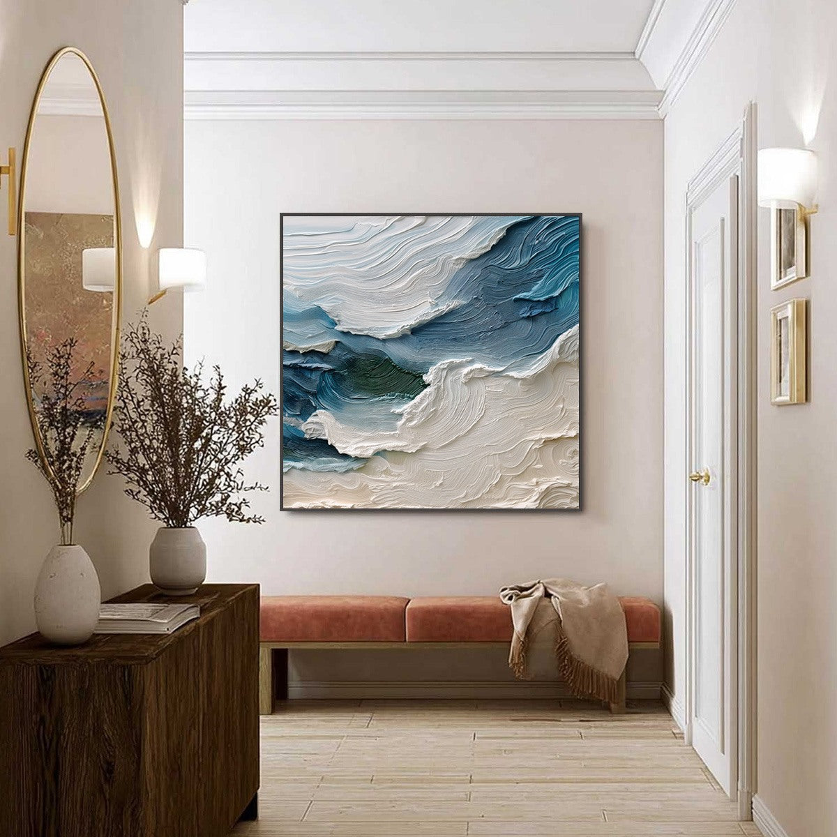 ATLANTIC SWELL: Heavily Textured Abstract Seascape Painting for Coastal Decor