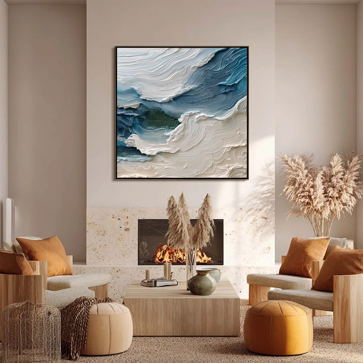 ATLANTIC SWELL: Heavily Textured Abstract Seascape Painting for Coastal Decor