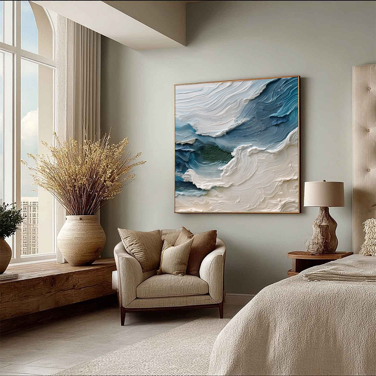 ATLANTIC SWELL: Heavily Textured Abstract Seascape Painting for Coastal Decor