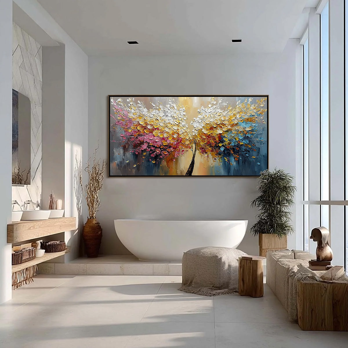 AURA BLOOM: Textured Palette Knife Tree of Life Painting