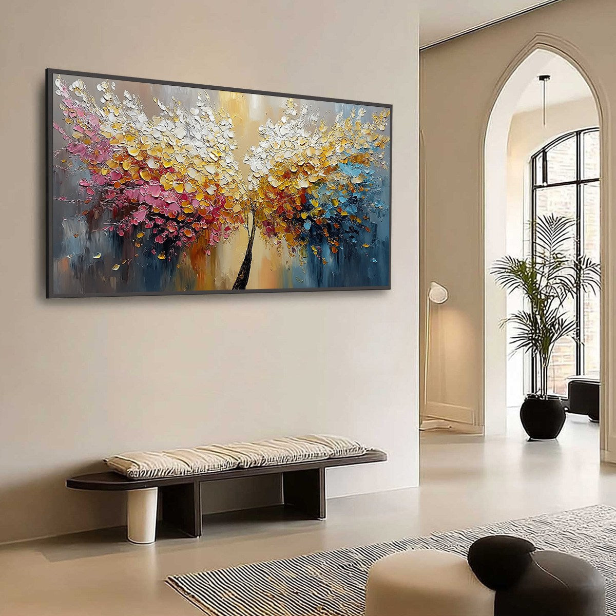 AURA BLOOM: Textured Palette Knife Tree of Life Painting