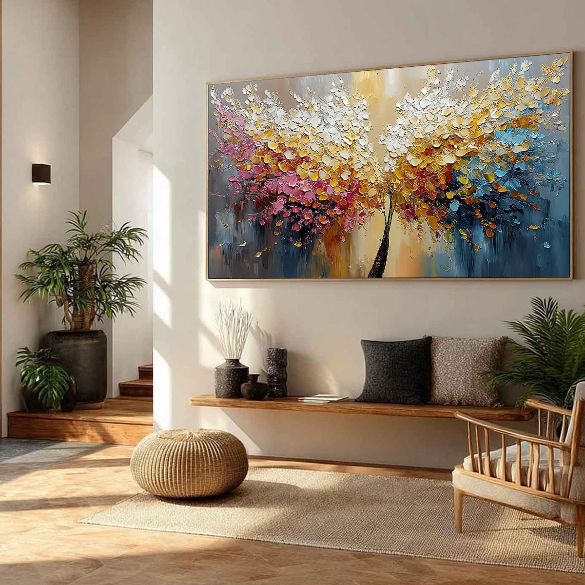 AURA BLOOM: Textured Palette Knife Tree of Life Painting
