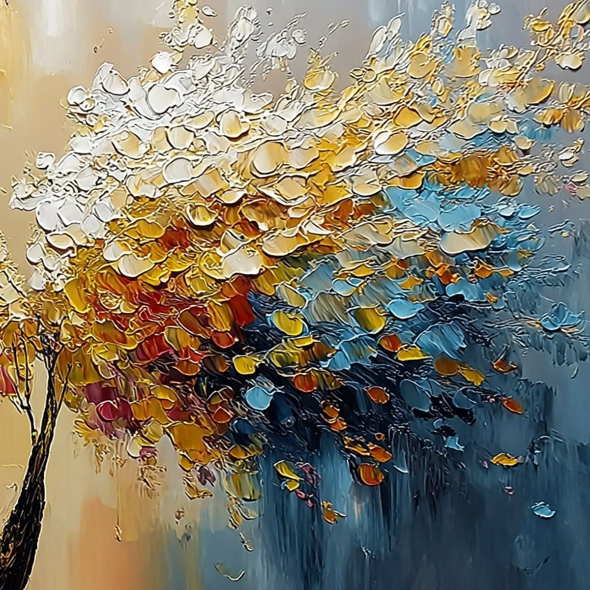 AURA BLOOM: Textured Palette Knife Tree of Life Painting