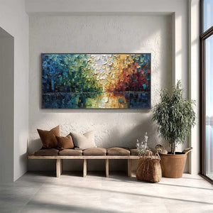 AURORA'S REFLECTION: Heavily Textured Abstract Impasto Landscape Painting