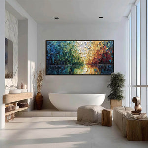 AURORA'S REFLECTION: Heavily Textured Abstract Impasto Landscape Painting