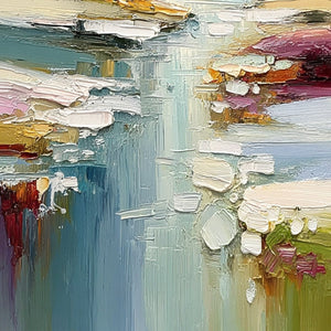 AUTUMN REFLECTIONS: Textured Abstract River Landscape Painting