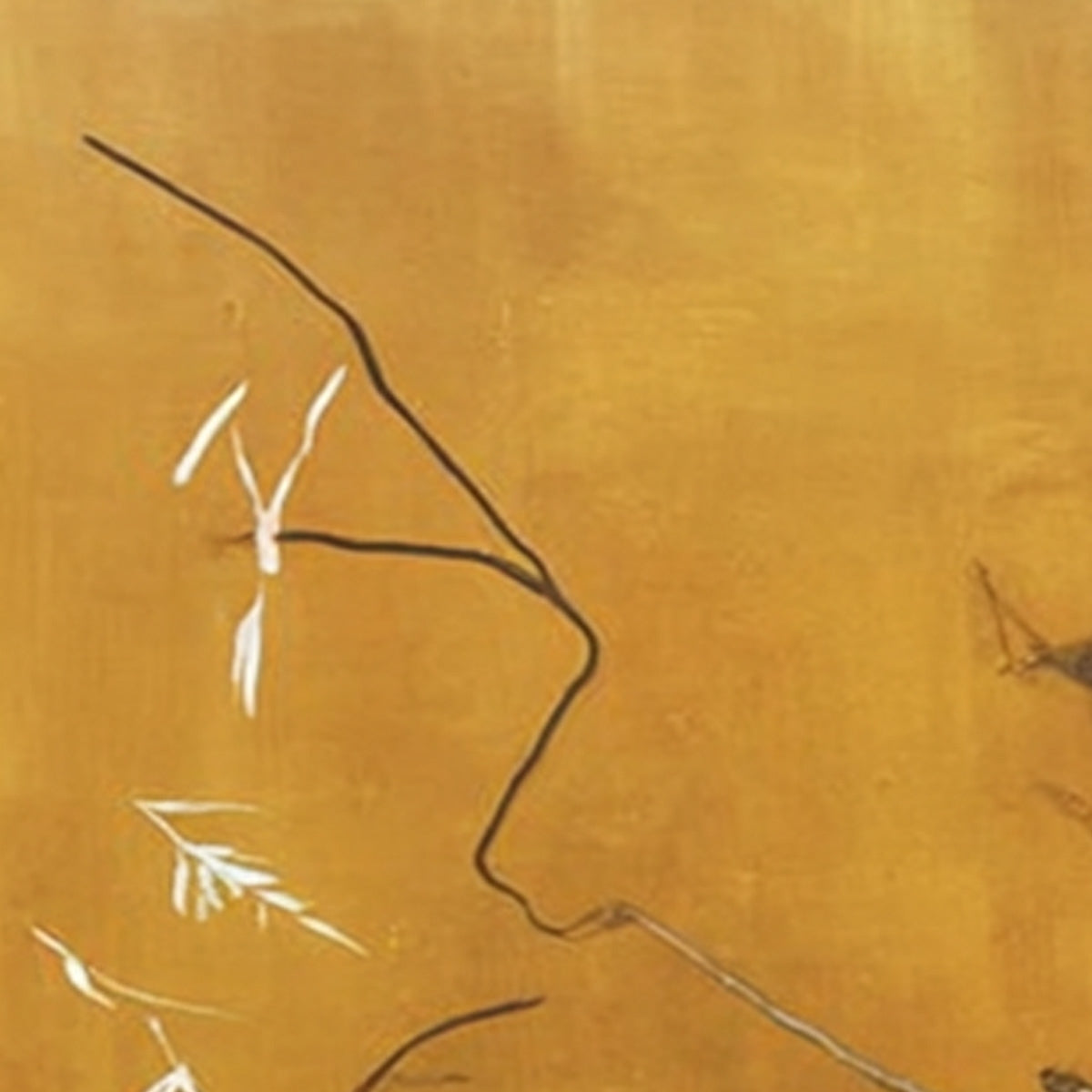 "Autumn Whisper" original modern wall art: ochre abstract painting with minimalist lines.