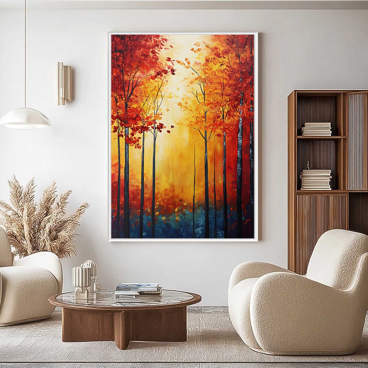 AUTUMN GLOW: Textured Abstract Forest Oil Painting