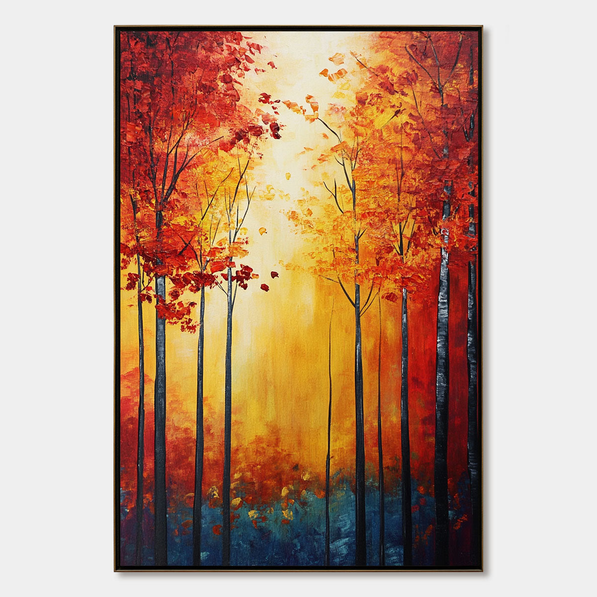 AUTUMN GLOW: Textured Abstract Forest Oil Painting