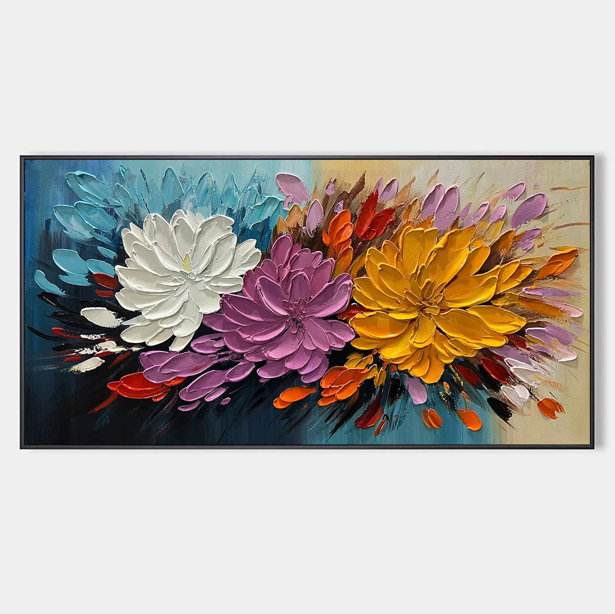 Textured Floral Painting, Impasto Flowers, Colorful, Living Room, Dining Room