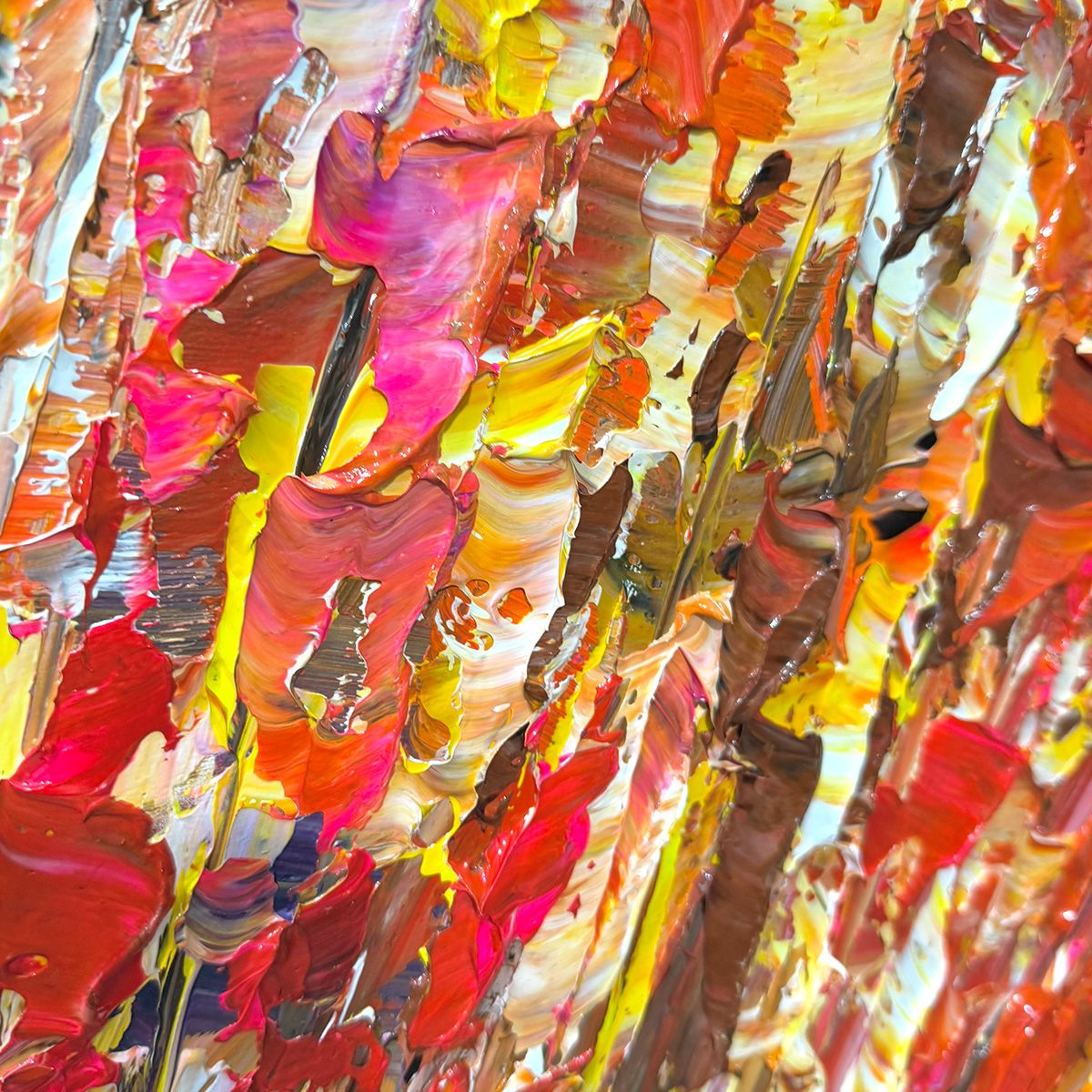 Impasto Floral Oil Painting in Warm Autumn Hues