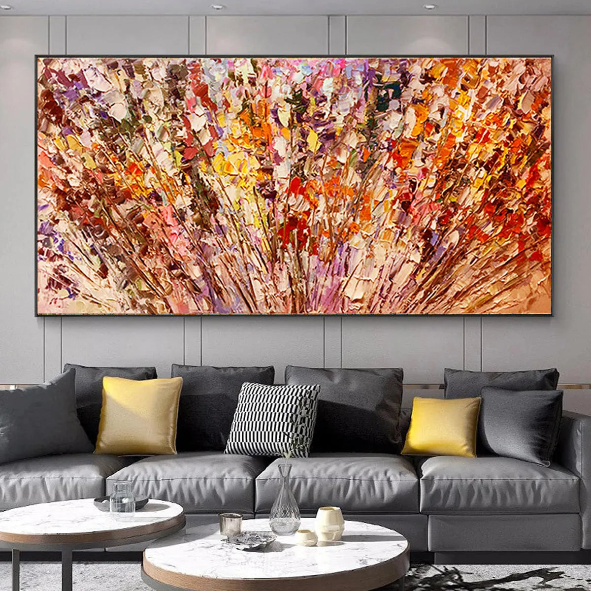 Impasto Floral Oil Painting in Warm Autumn Hues