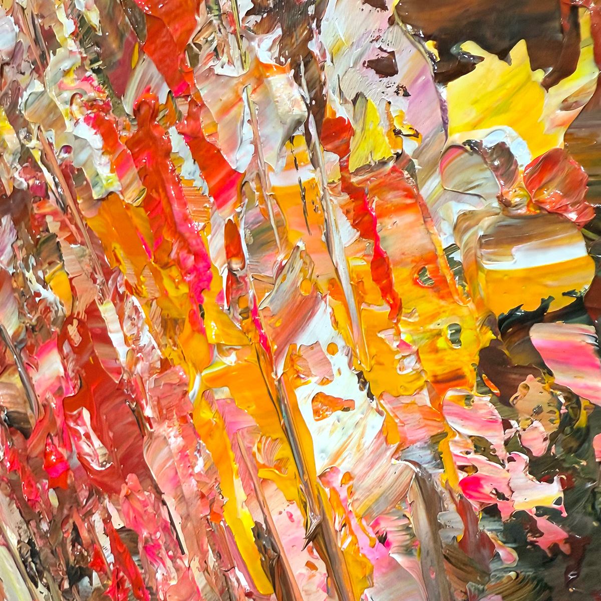 Impasto Floral Oil Painting in Warm Autumn Hues