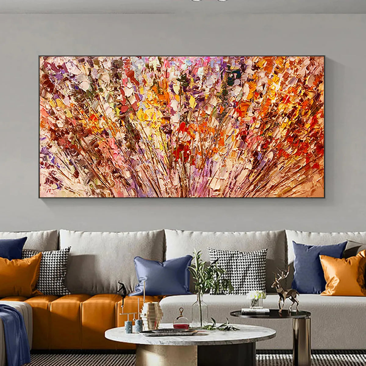 Impasto Floral Oil Painting in Warm Autumn Hues