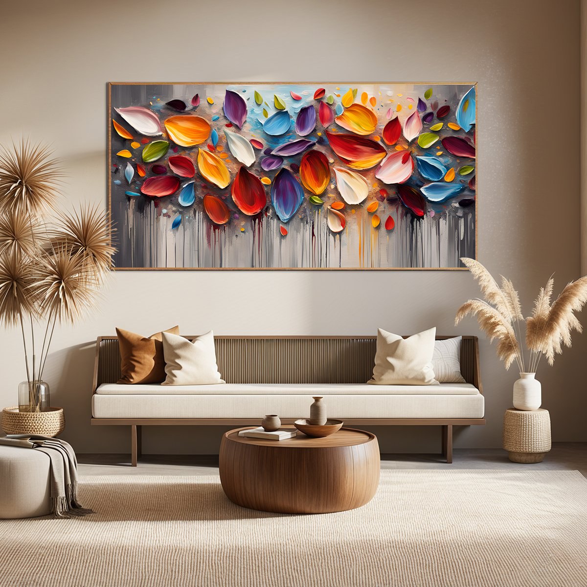 Autumn Rain: Original Textured Impasto Leaf Fall Oil Painting - Colorful Autumn Wall Art