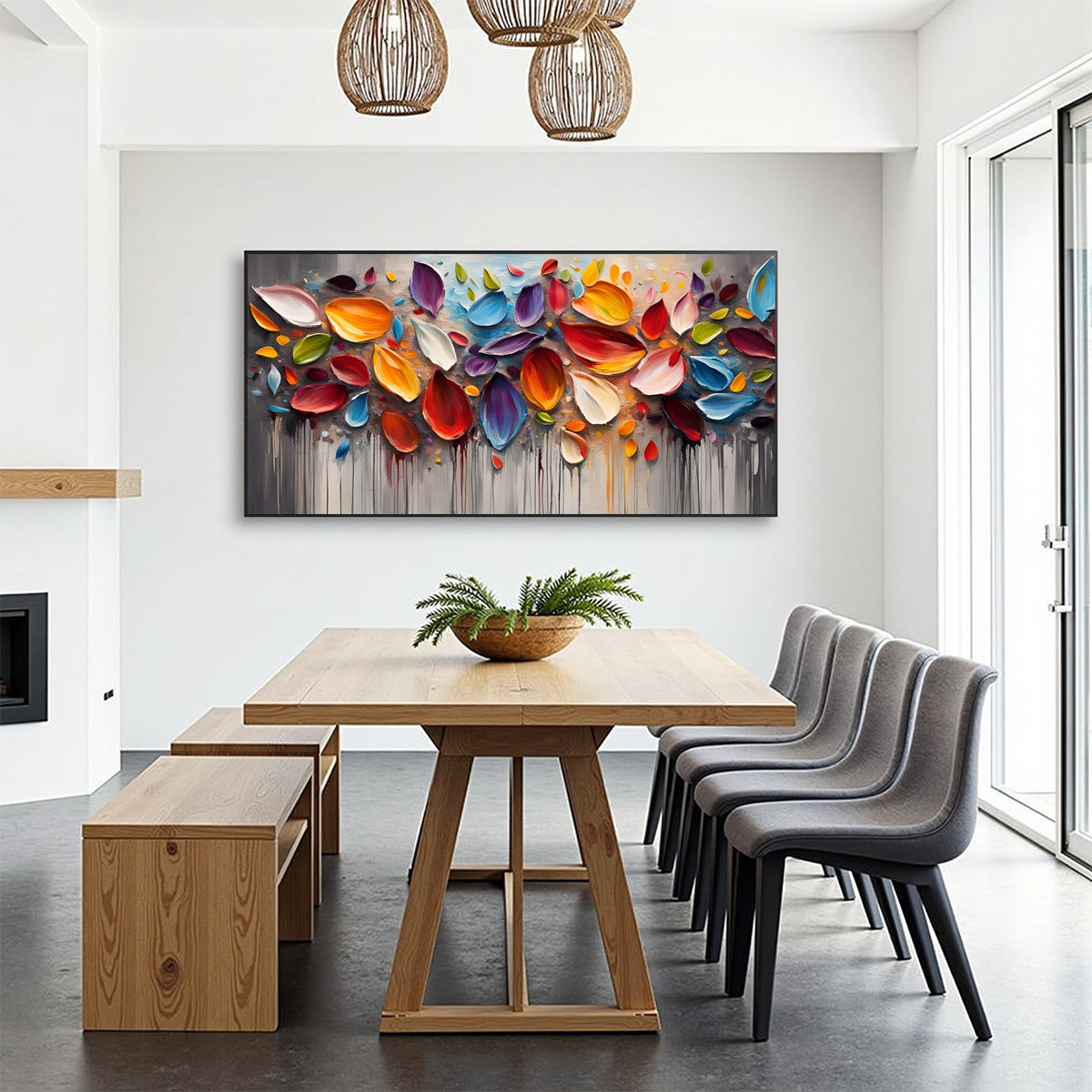 AUTUMN RAIN: Textured Impasto Leaf Fall Oil Painting