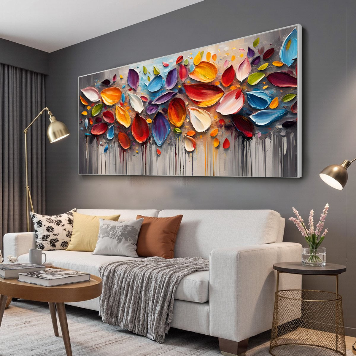 AUTUMN RAIN: Textured Impasto Leaf Fall Oil Painting