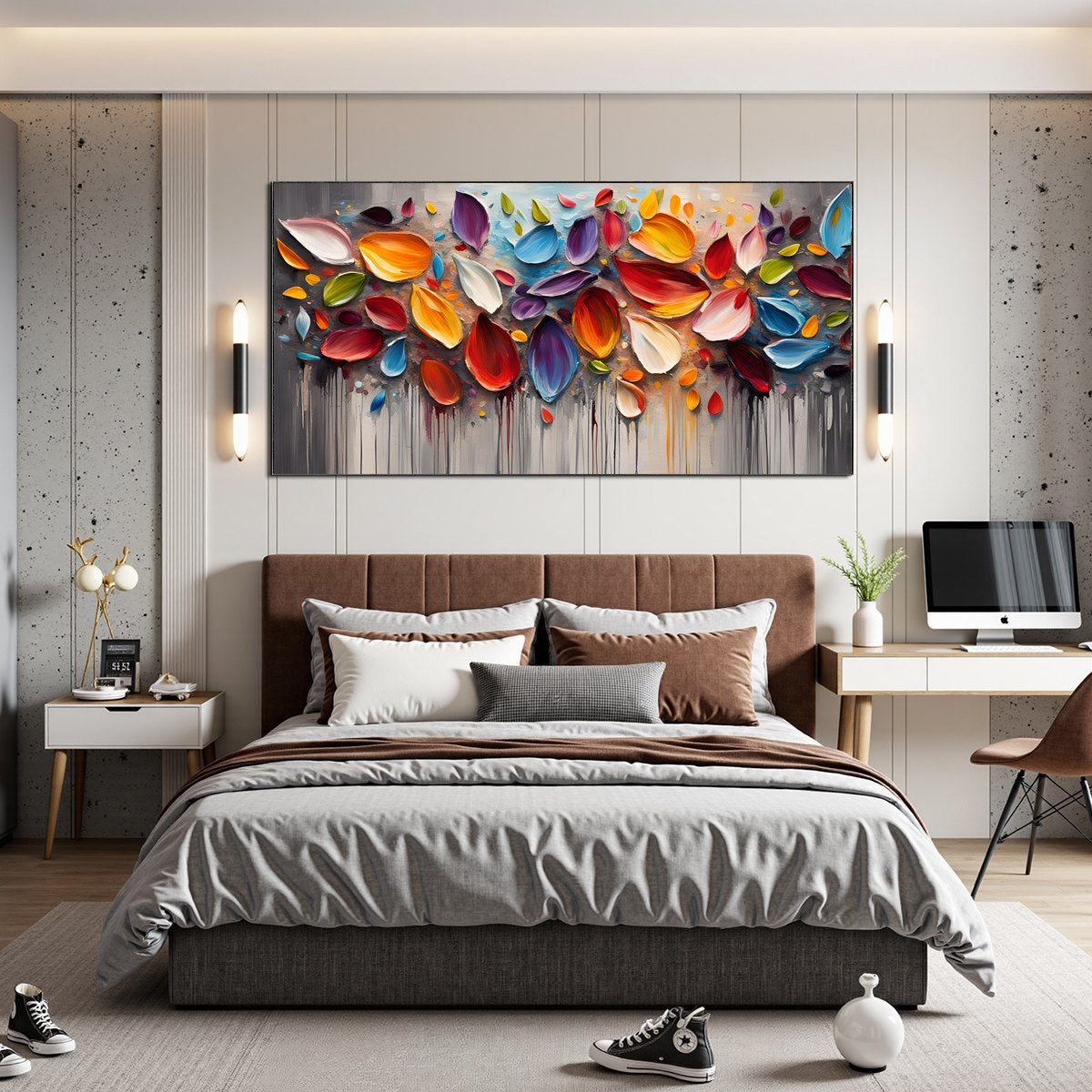 AUTUMN RAIN: Textured Impasto Leaf Fall Oil Painting