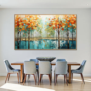 Autumn Reflections: Original Textured Landscape Oil Painting - Fall Colors Wall Art