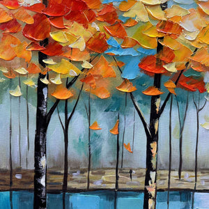Autumn Reflections: Original Textured Landscape Oil Painting - Fall Colors Wall Art