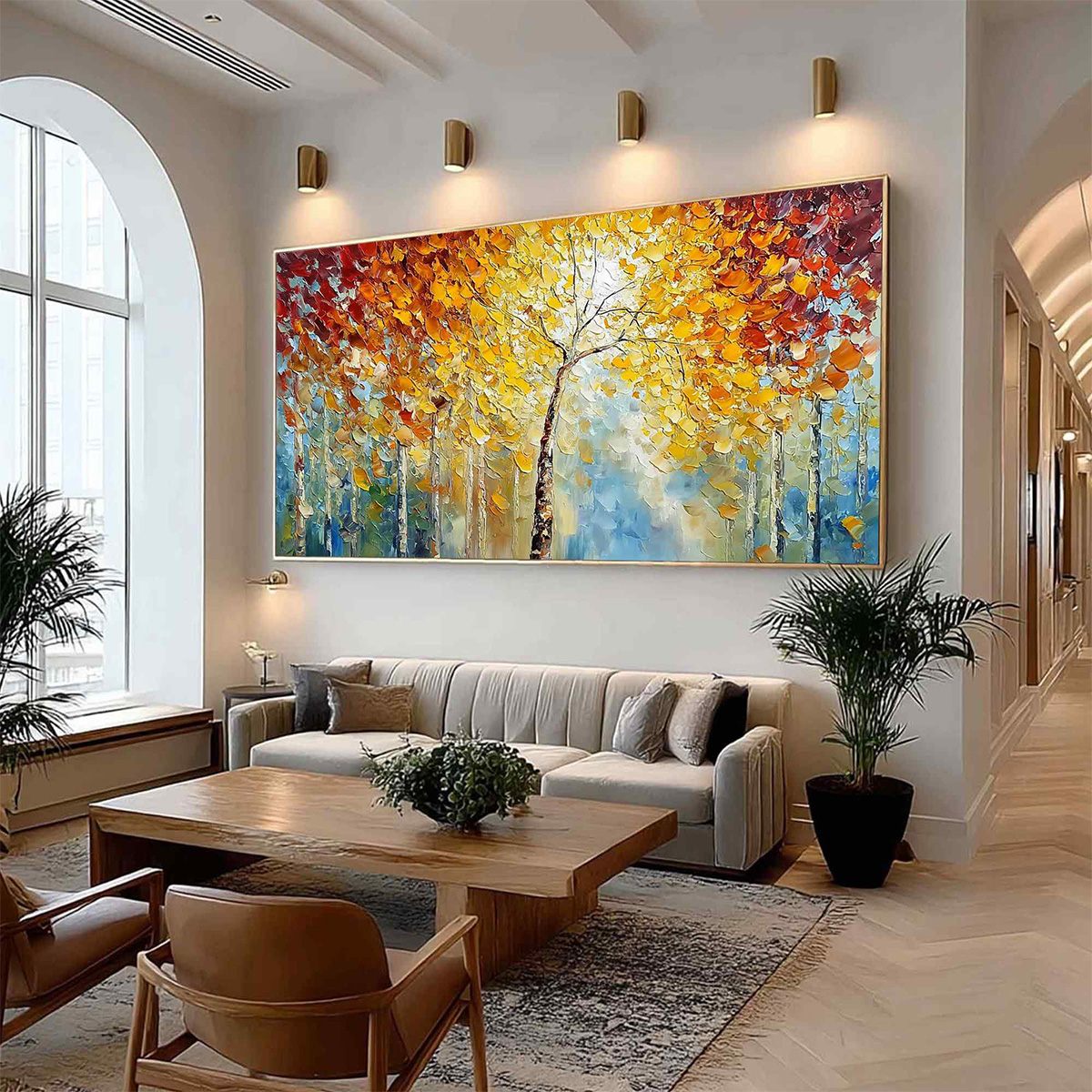 AUTUMN'S EMBRACE: Textured Palette Knife Autumn Forest Oil Painting