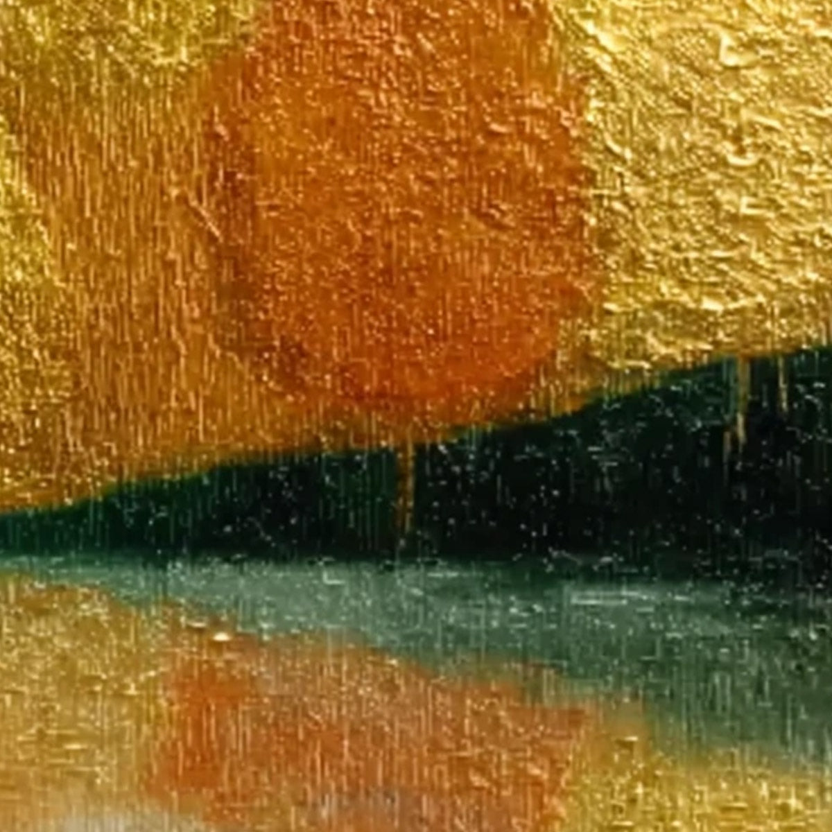 AUTUMN'S TREASURE: Whimsical Textured Gold Leaf Cat Painting