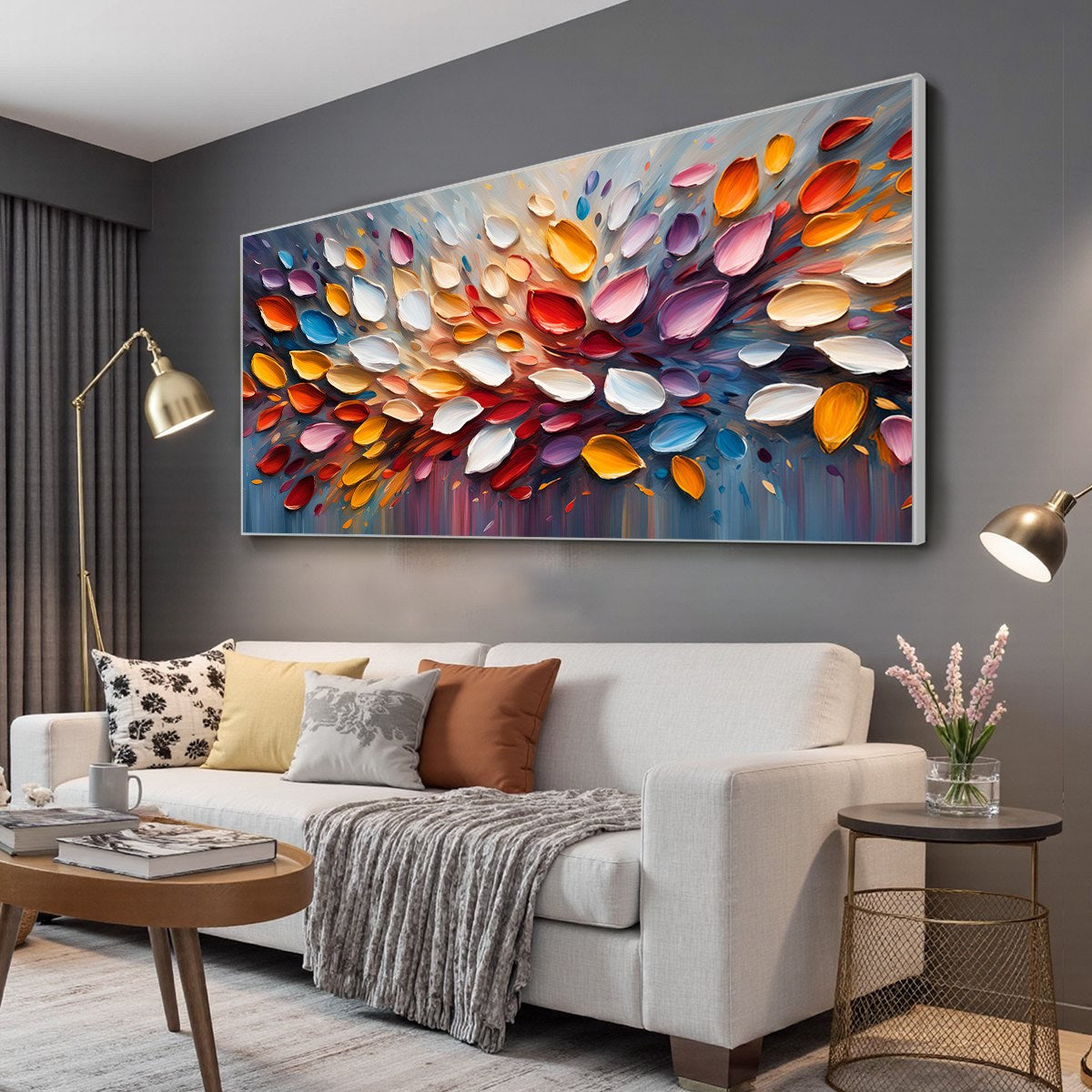 AUTUMN'S BURST: Textured Abstract Leaf Oil Painting